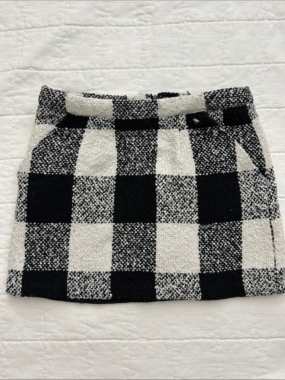 Forever 21 Black & White Check Bouclé Mini Skirt
